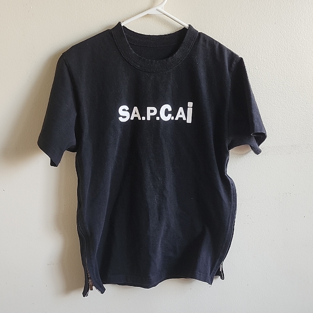 A.P.C X SACAI Black Side Zips T Shirt, Medium